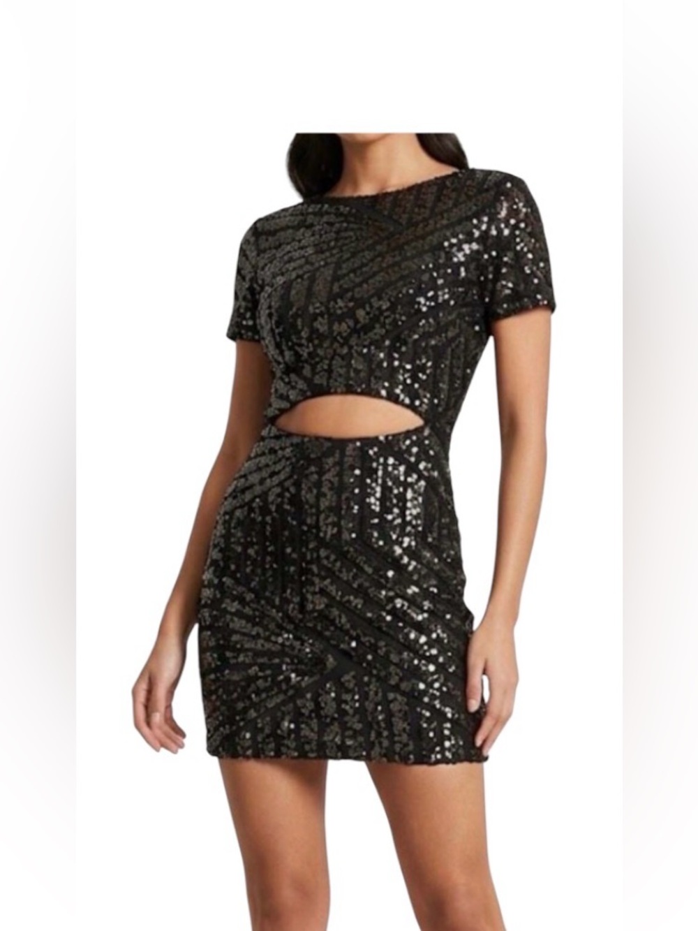 Karlie Black Sequin Cutout Mini Dress Size Small